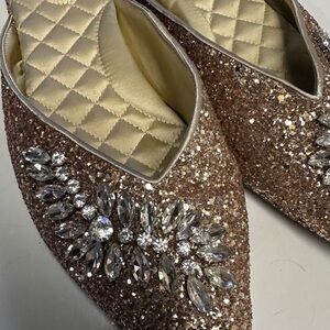 Birdies- The Swan- Jeweled Gold Sparkle Slides